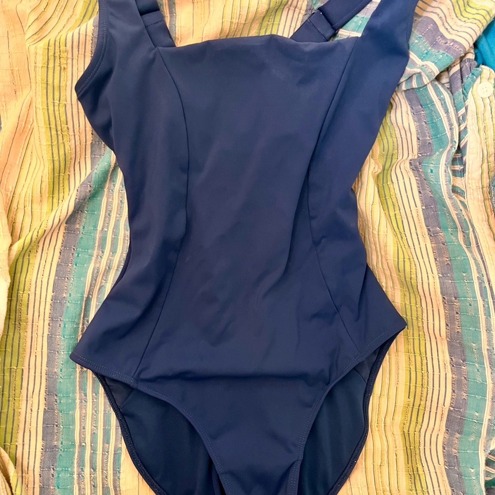 TA3 Sculpting Squarey Navy Blue One Piece Swimsuit